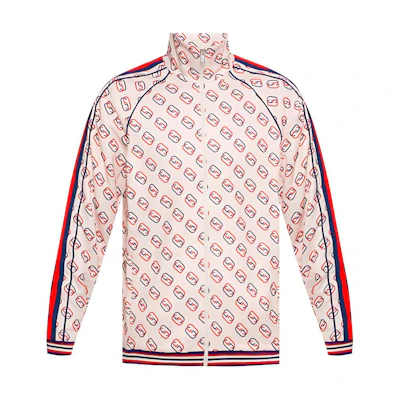 Gucci Monogram Stand Collar Track Jacket Cream for Men 575737-XJBA7-9744