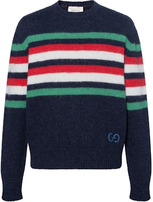 Suéter Gucci Multicolor Azul a Rayas y Bordado Cuello Redondo 633614-XKBIP-4804 Buy Suéter Gucci Multicolor Azul a Rayas y Bordado Cuello Redondo 633614-XKBIP-4804