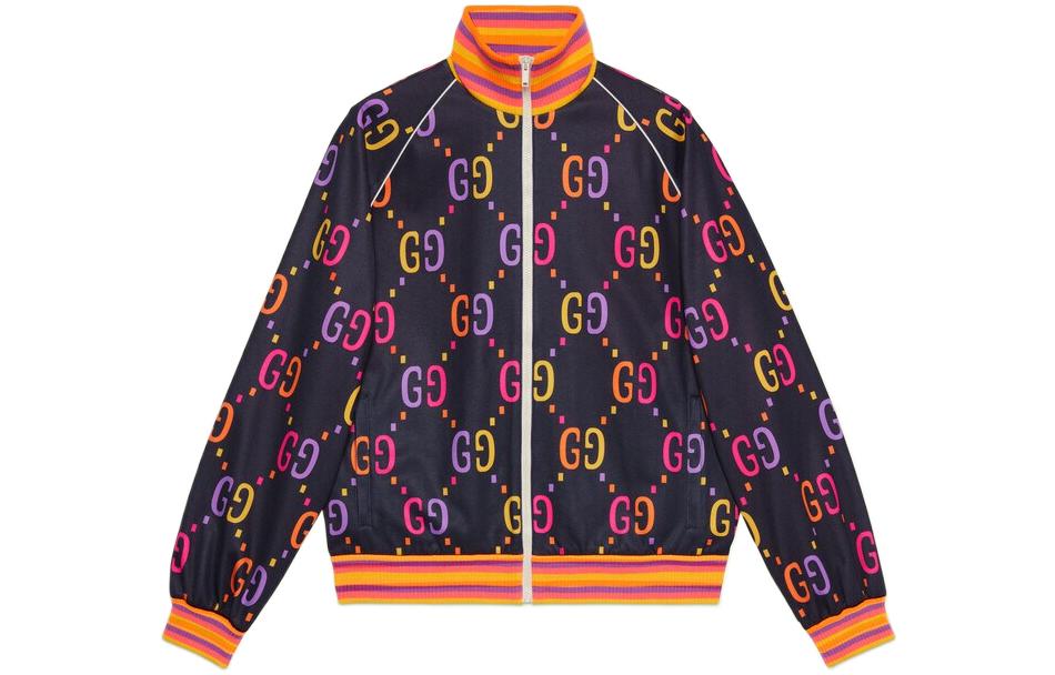 Gucci Multicolor Logo Print Knit Zip-Up Jacket 701623-XJELH-4681
