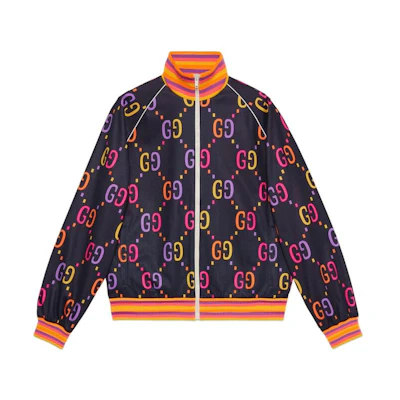 Gucci Multicolor Logo Print Knit Zip-Up Jacket 701623-XJELH-4681