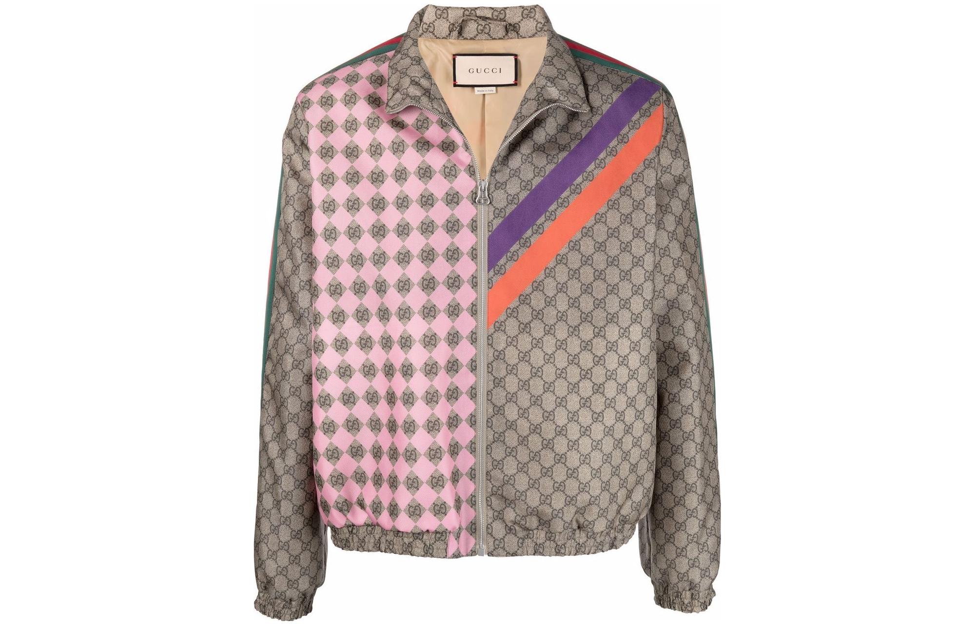 Gucci Multicolor Logo Print Zip Jacket Men’s Floral Design Long Sleeve 681332-ZAIDG-9227