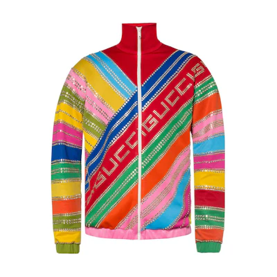Gucci Multicolor Striped High-Neck Zip-Up Jacket 545645-XJADB-6057