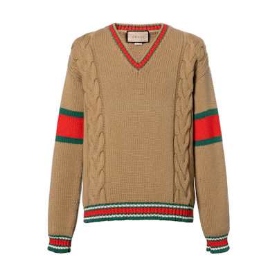 Gucci Multicolor V-Neck Striped Sweater 599210-XKA32-2602