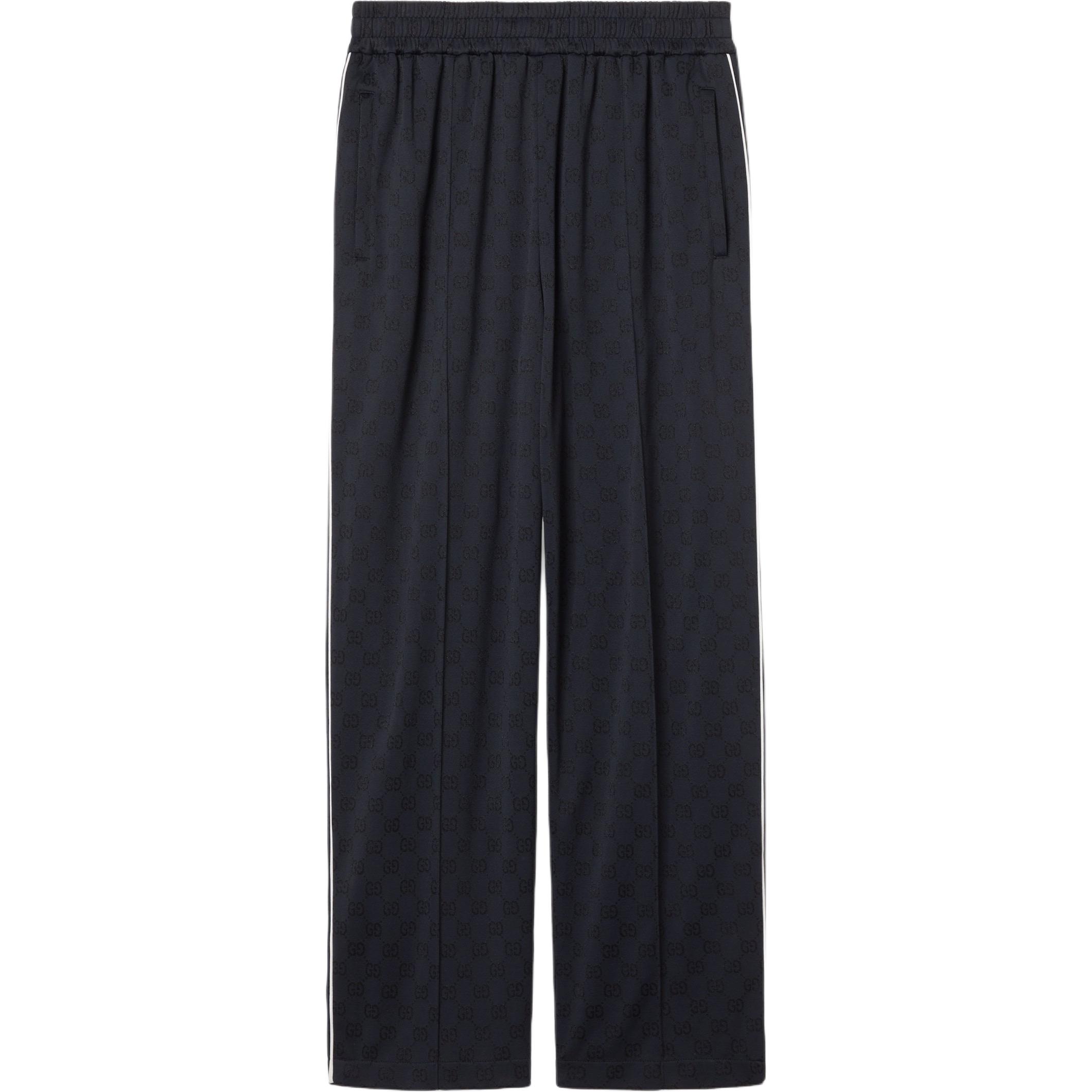 Gucci Navy Blue Cotton Knit Wide-Leg Casual Pants 814182-XJG1Y-4140