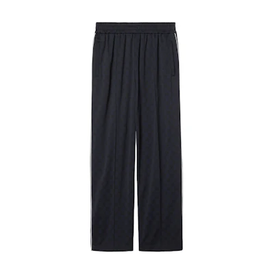 Gucci Navy Blue Cotton Knit Wide-Leg Casual Pants 814182-XJG1Y-4140