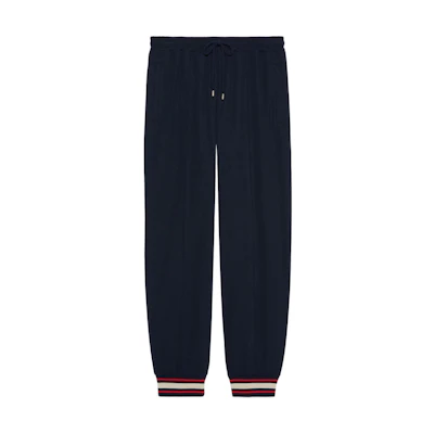 Gucci Navy Blue Drawstring Joggers with White Stripe Trim 729500-XJE8S-4735
