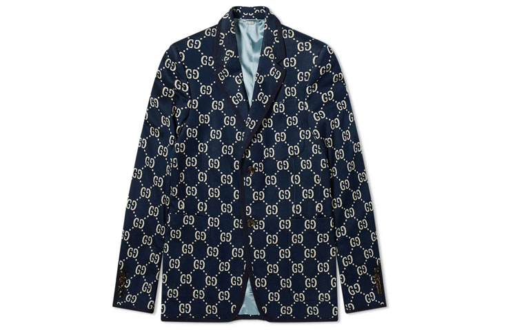Order Gucci 海軍藍標誌提花單排扣西裝外套 521889-Z372F-4333