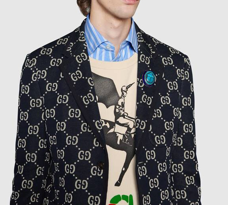 Details for Gucci 海軍藍標誌提花單排扣西裝外套 521889-Z372F-4333