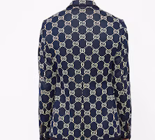Sizing Gucci 海軍藍標誌提花單排扣西裝外套 521889-Z372F-4333
