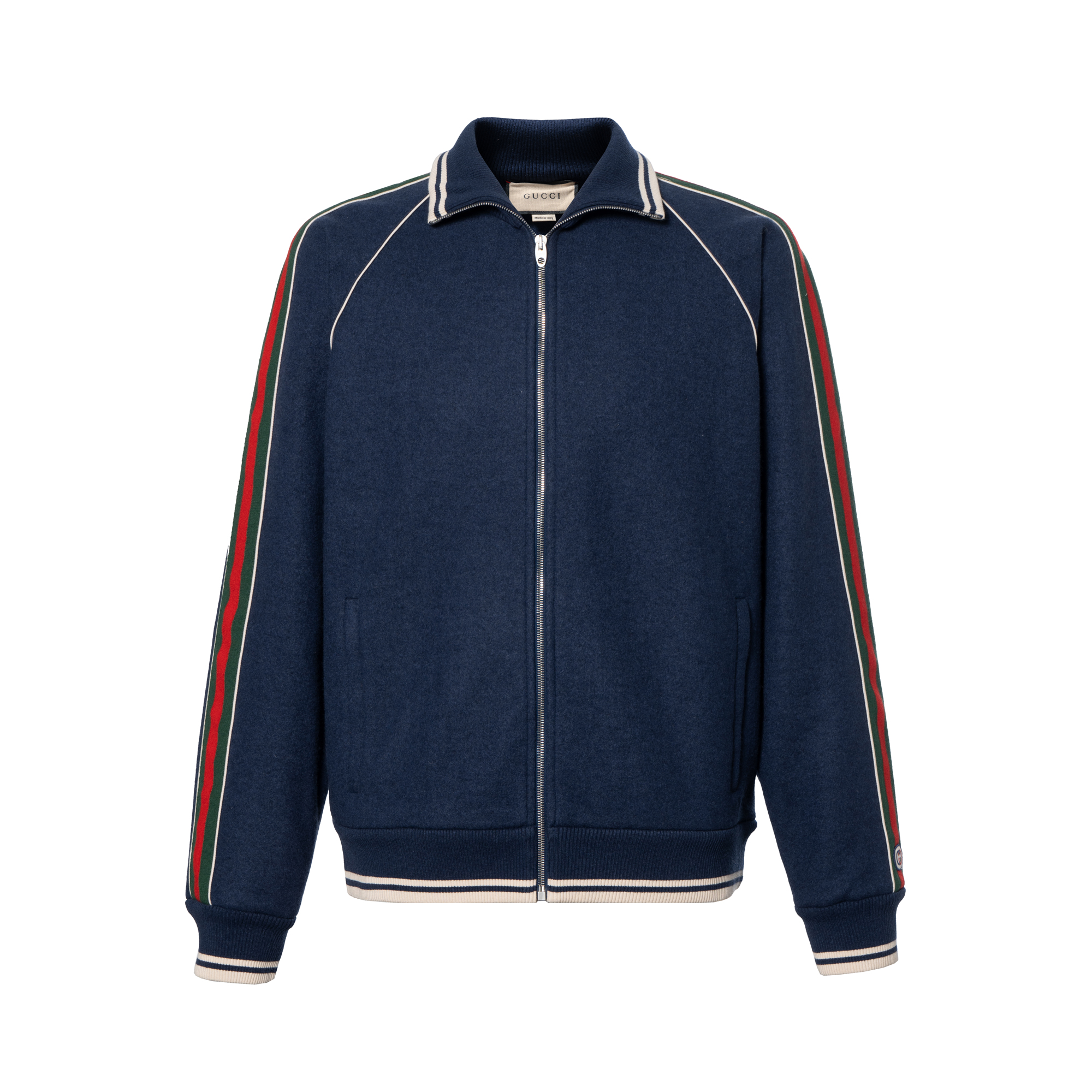 Gucci Navy Blue Striped Zip-Up Long Sleeve Jacket 645243-XJC58-4215