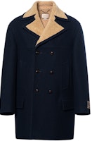 Gucci Navy Solid Double-Breasted Mid-Length Coat SS23 715539ZAKY14794 Gucci Navy Solid Double-Breasted Mid-Length Coat SS23 715539ZAKY14794