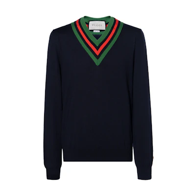 GUCCI Navy Striped Wool Knit Sweater 576802-XKAUK-4548