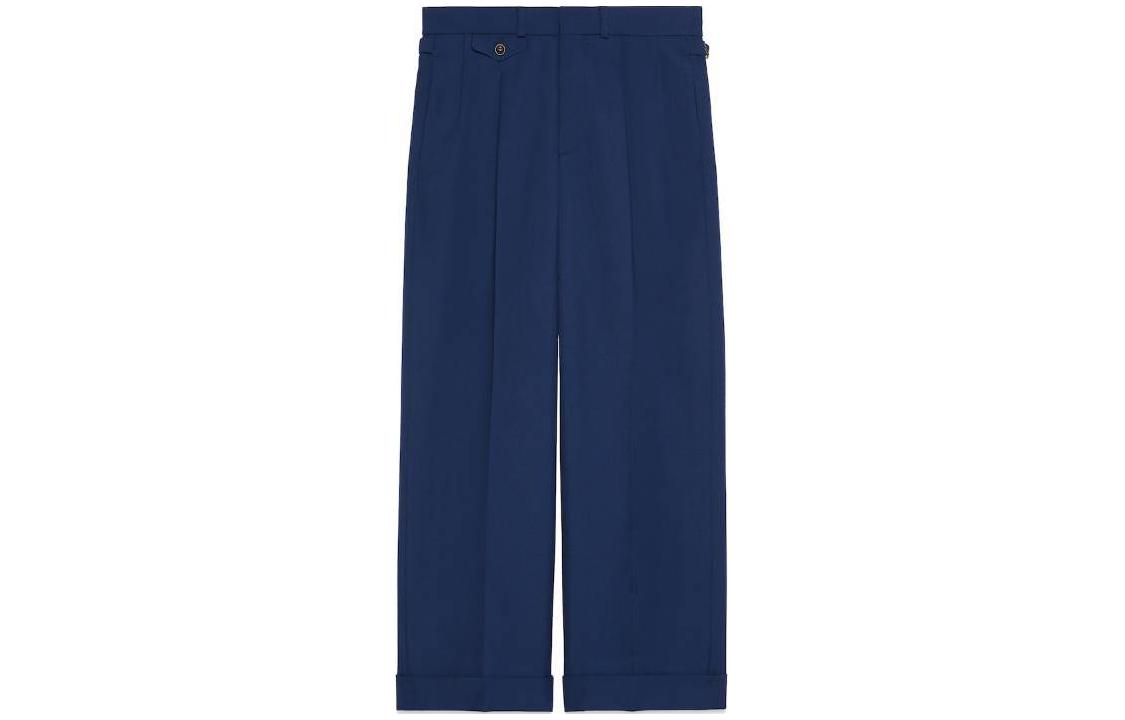 Gucci Navy Wool Twill Embroidered High-Waist Relaxed Trousers 762068-ZAMII-4593