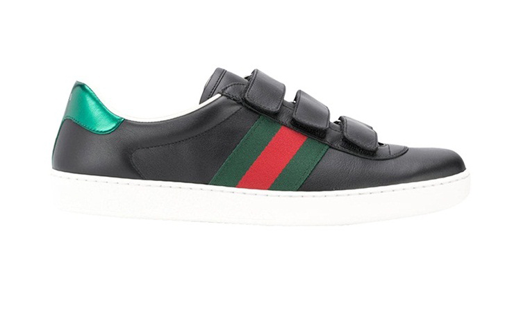 Lookbook Gucci New Ace Zwart Leren Skateboard Sneakers 548699-DOPE0-1061