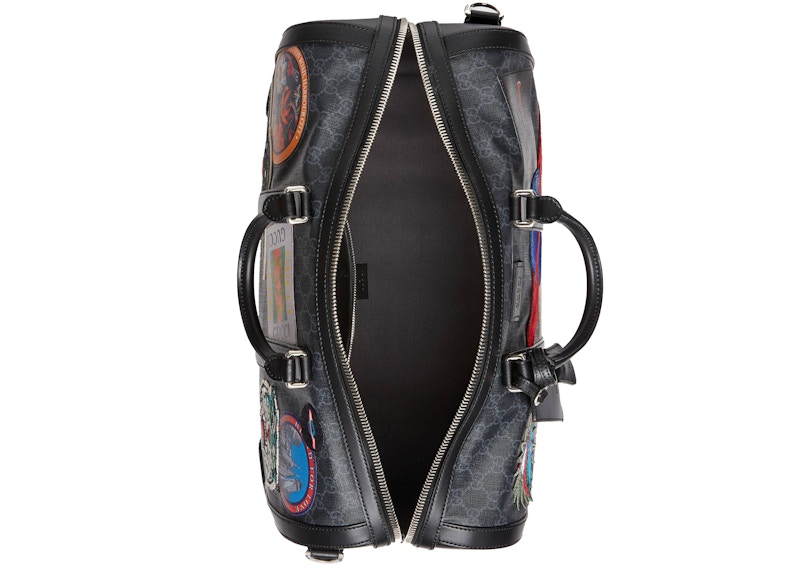 Lookbook Gucci Night Courrier黑/灰色GG Supreme旅行軟行李袋