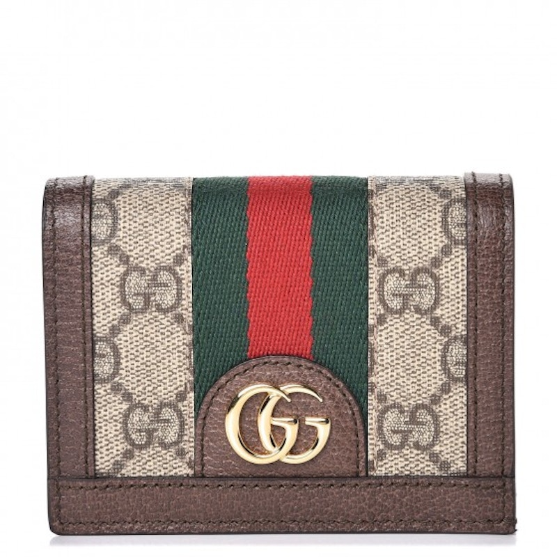 Gucci Ophidia Card Case Monogram GG Supreme Web Brown