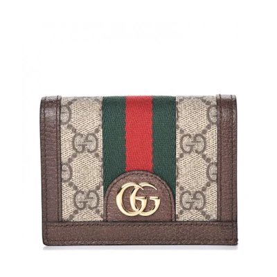 Gucci Ophidia Card Case Monogram GG Supreme Web Brown