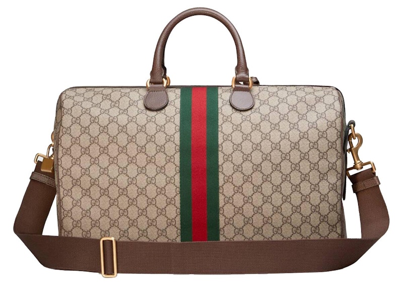Order Gucci Ophidia GG 中型米色/棕褐色手提行李袋。