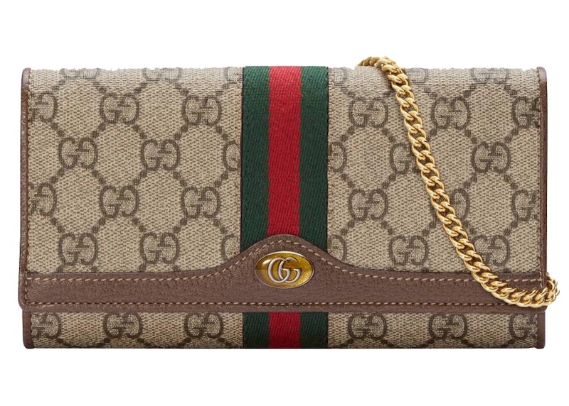 Gucci Ophidia GG Chain Wallet Beige/Ebony