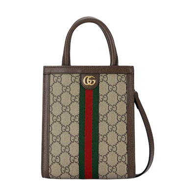 (Women) GUCCI Ophidia GG Mini Beige and Ebony Canvas Leather Crossbody Bag with Detachable Adjustable Strap for Women 772317-96IWG-8745