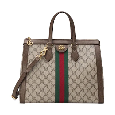 Gucci Ophidia GG Top Handle Bag Medium Beige/Ebony