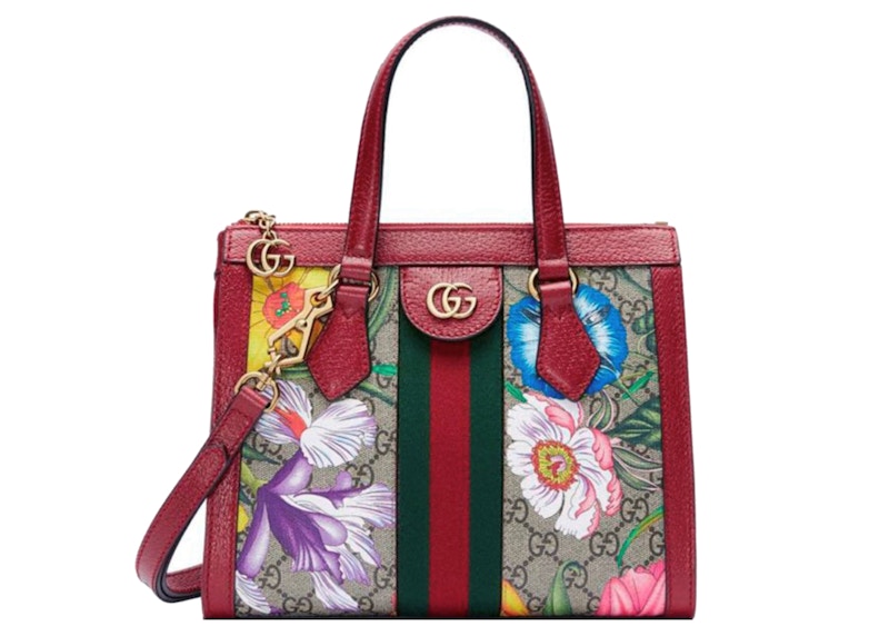 Gucci Ophidia GG Tote Bag Small Flora Red