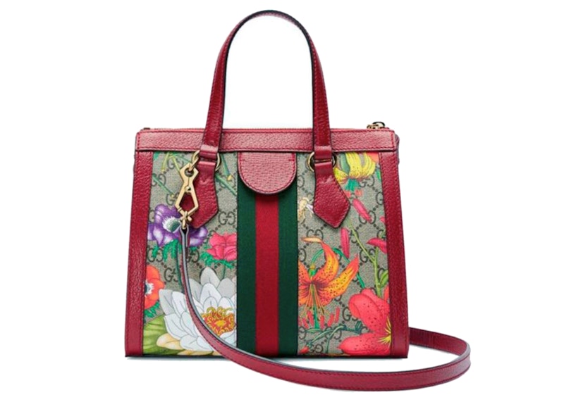 Lookbook 古驰Ophidia GG小号手提包花卉红色