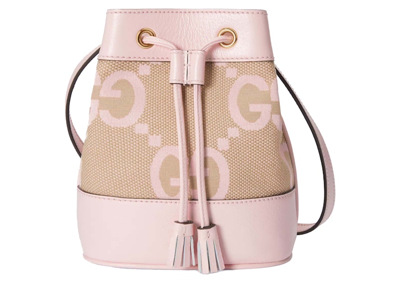 Gucci Ophidia Jumbo GG Mini Bucket Bag Camel/Light Pink