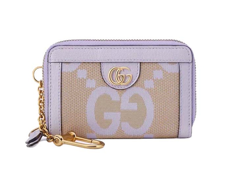 Gucci Ophidia Jumbo GG Zip Around Card Case Beige/Lilac