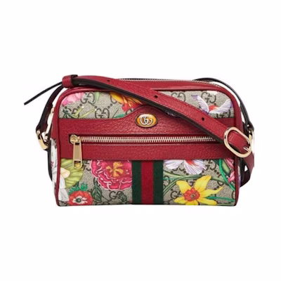 Gucci Ophidia Red Flora Shoulder Bag Small Red