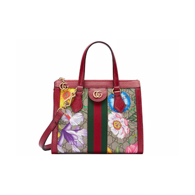 Gucci Ophidia Tote Bag GG Flora Small Red