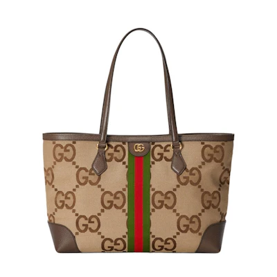 Gucci Ophidia Tote Bag Medium Jumbo GG Camel/Ebony/Red/Green