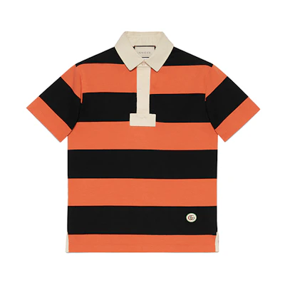 Gucci Orange Cotton Polo Shirt with Appliqué Detail 645251-XJC6F-7252