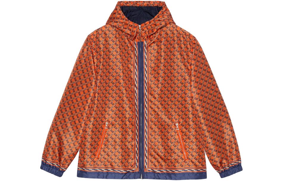 Gucci Orange Full-Print Logo Zip Hoodie Jacket SS23 740566-ZAMZV-7176