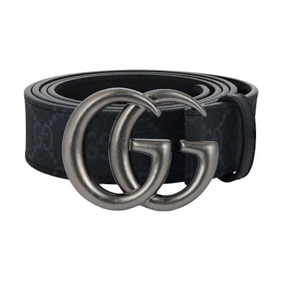 GUCCI Original Design Black Canvas Belt with Ruthenium, Unisex Couples, 3CM Wide. 41451692TIT1000