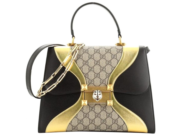 Gucci Osiride GG Supreme Top Handle Bag Medium Gold/Black