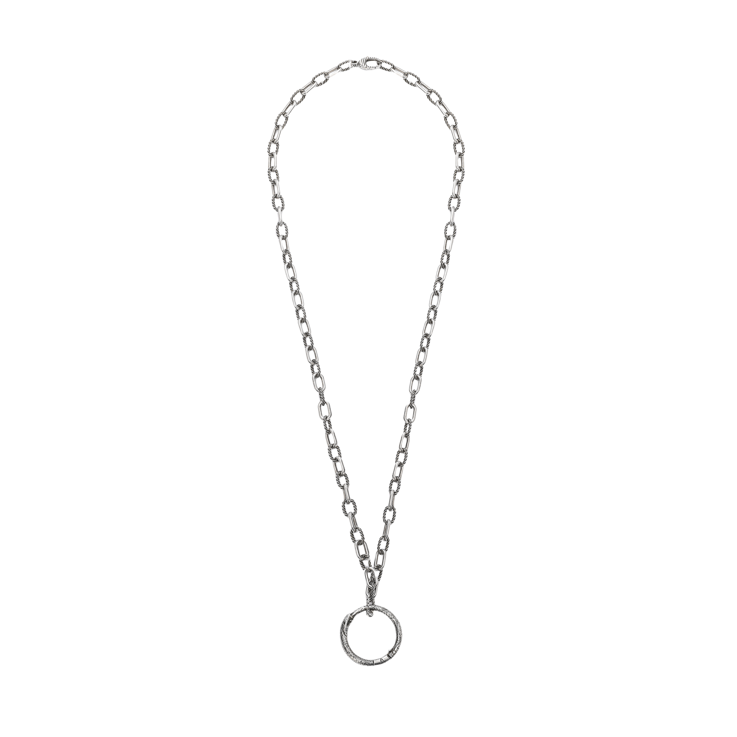 GUCCI Ouroboros 925 Silver Necklace Unisex Couple Design. 524602-J8400-0811