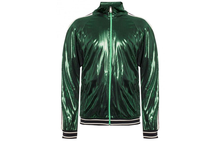 Gucci Oversized Glossy Logo Stripe Track Jacket Green Men 545652-XJACR-3120