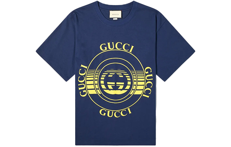 Gucci Oversized Letter Record Print Tee in Deep Blue 616036-XJCSQ-4535
