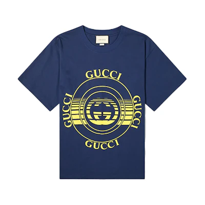 Gucci Oversized Letter Record Print Tee in Deep Blue 616036-XJCSQ-4535