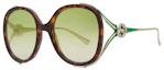 Buy Gucci 大框墨鏡 龜殼色/綠色 (型號:GG0226S-006-56)