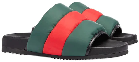 Lookbook Gucci Padded Web Slide 'Green Red' 692387-UFR30-3060