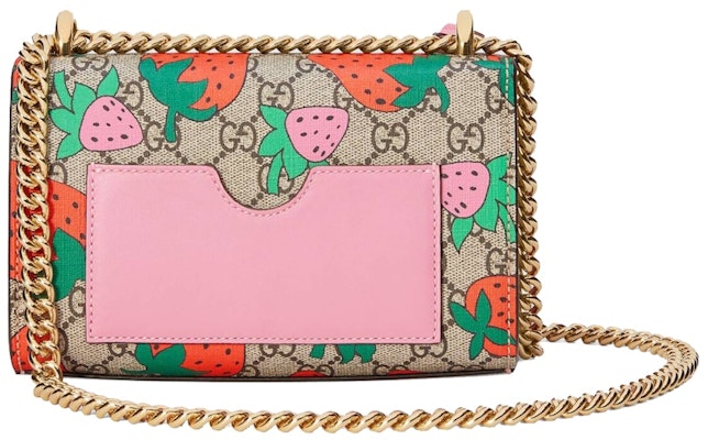 Gucci Padlock Shoulder Bag GG Strawberry Small Beige/Ebony Multicolor Order Gucci Padlock Shoulder Bag GG Strawberry Small Beige/Ebony Multicolor