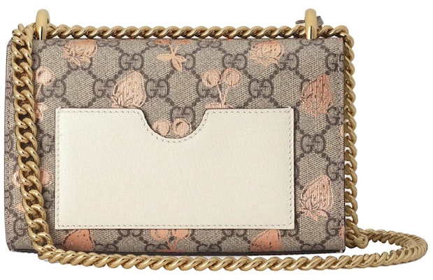 古驰草莓印花PADLOCK肩背包米白色/深棕色/金属红色 Order 古驰草莓印花PADLOCK肩背包米白色/深棕色/金属红色