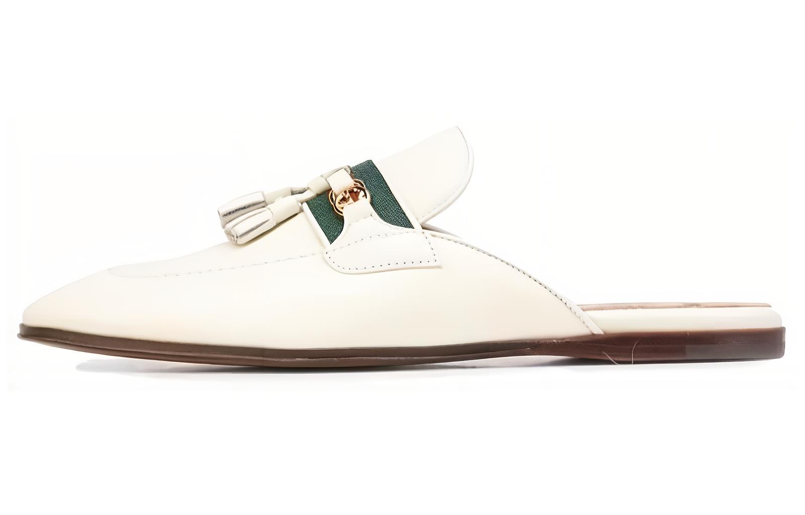 Gucci Paride GG Web Tassel Mule Dusty White 655580-1W610-9121