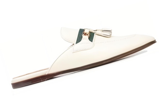 Gucci Paride GG Web Tassel Mule Dusty White 655580-1W610-9121 Lookbook Gucci Paride GG Web Tassel Mule Dusty White 655580-1W610-9121