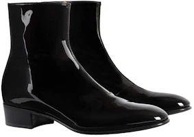 Order Gucci Sepatu Boot Pendek Kulit Hitam Ritsleting 723653-BNC00-1000