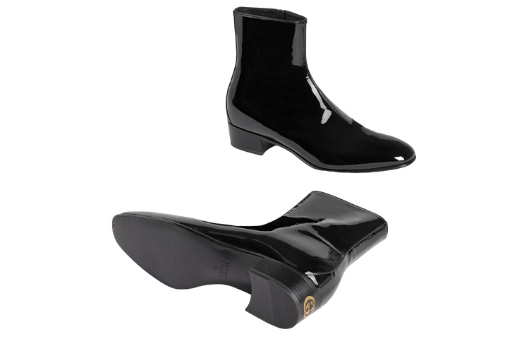 Details for グッチ パテントショートブーツ 黒ジップ 723653-BNC00-1000