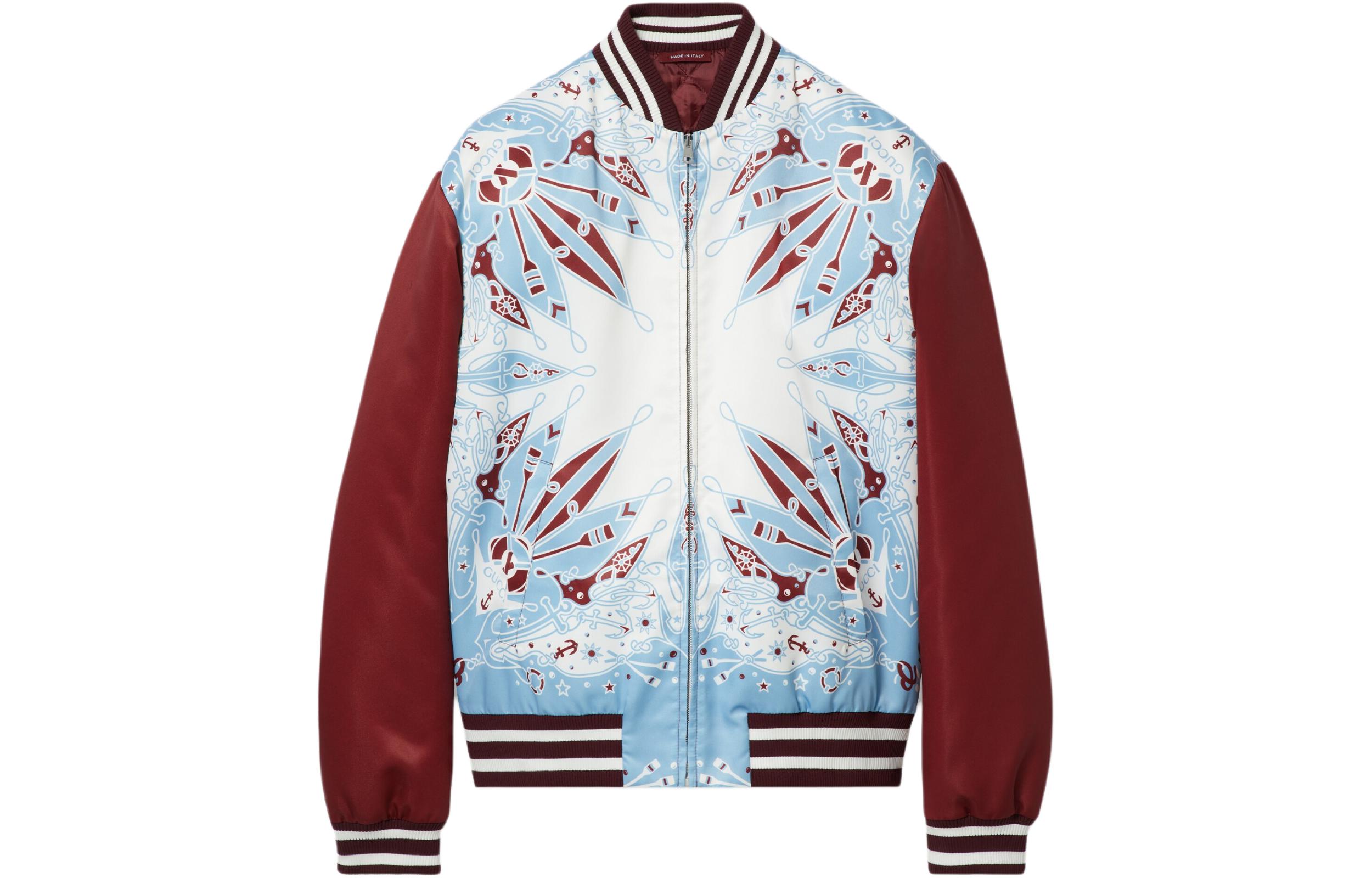 Gucci Pattern Print Colorblock Zip Jacket Light Blue 787613-ZAQSH-9010