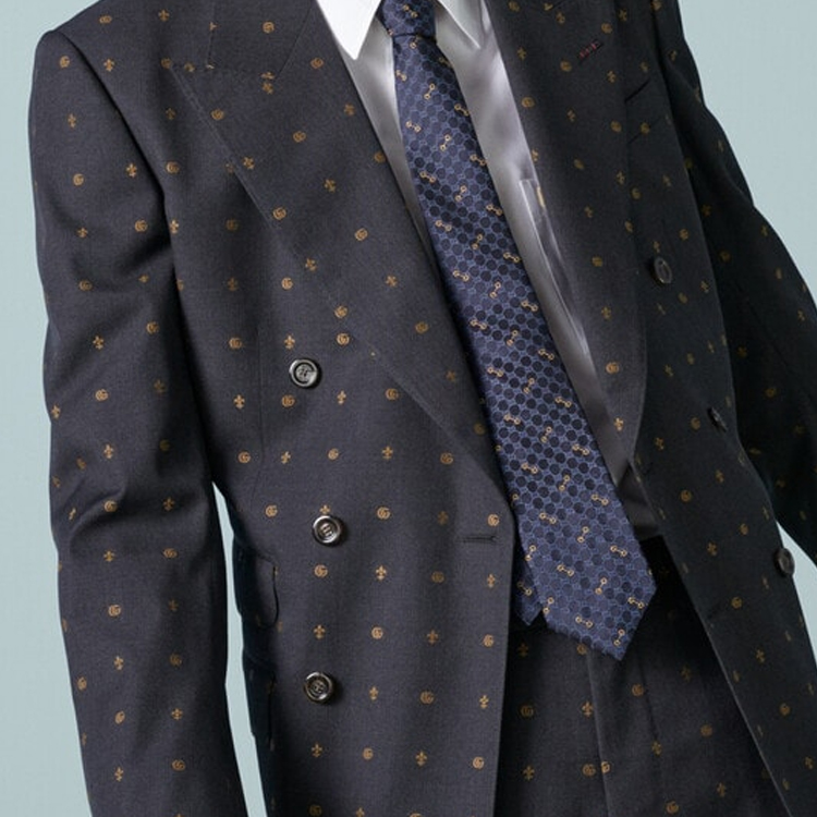 GUCCI Pattern Printed Blue Tie for Men 744379-4E217-4069 圖 3